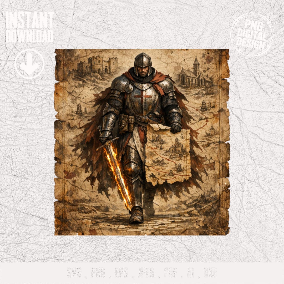 Templar Knight PNG Digital Download, Medieval Crusader Art, Fantasy ...