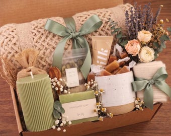 Sending Healing Vibes Gift Box For Women, Succulent, Socks, Candle, Get Well Gift For Her, Thinking Of You Gift, Gift Basket With Blanket