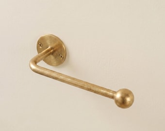 Unlacquered Brass Toilet Paper Holder, Minimalist Wall Mounted Roll Holder