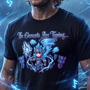 Elementalist RPG T-Shirt, Fantasy Gamer Tee, Tiny Legends Storm Magic Shirt