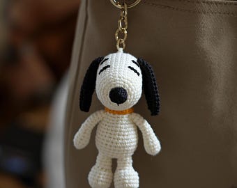 Crochet Snoopy Keychain Pattern PDF, Amigurumi Dog Tutorial, Peanuts Inspired Plush (PDF Download)