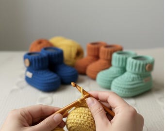Crochet Baby Booties PDF Pattern – Handmade Infant Socks 6–12 Months – DIY Tutorial Gift