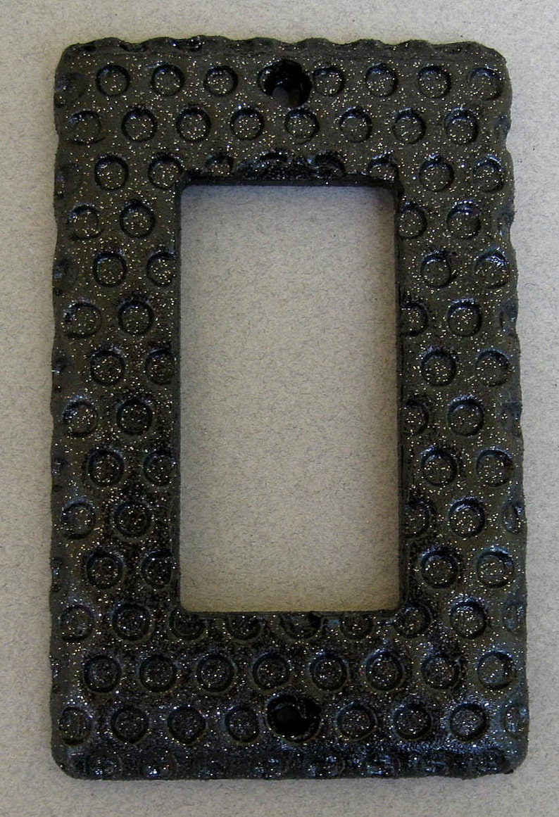 Black Glitter Impressed Dots Single Rocker Switchplate Lightplate