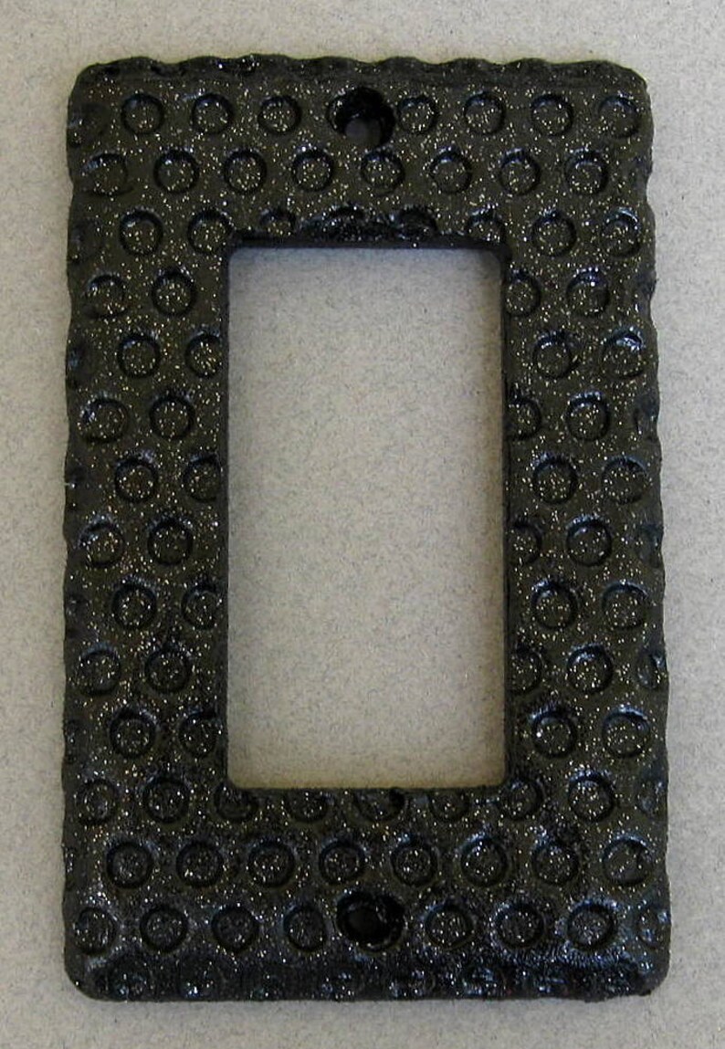 Black Glitter Impressed Dots Single Rocker Switchplate Lightplate