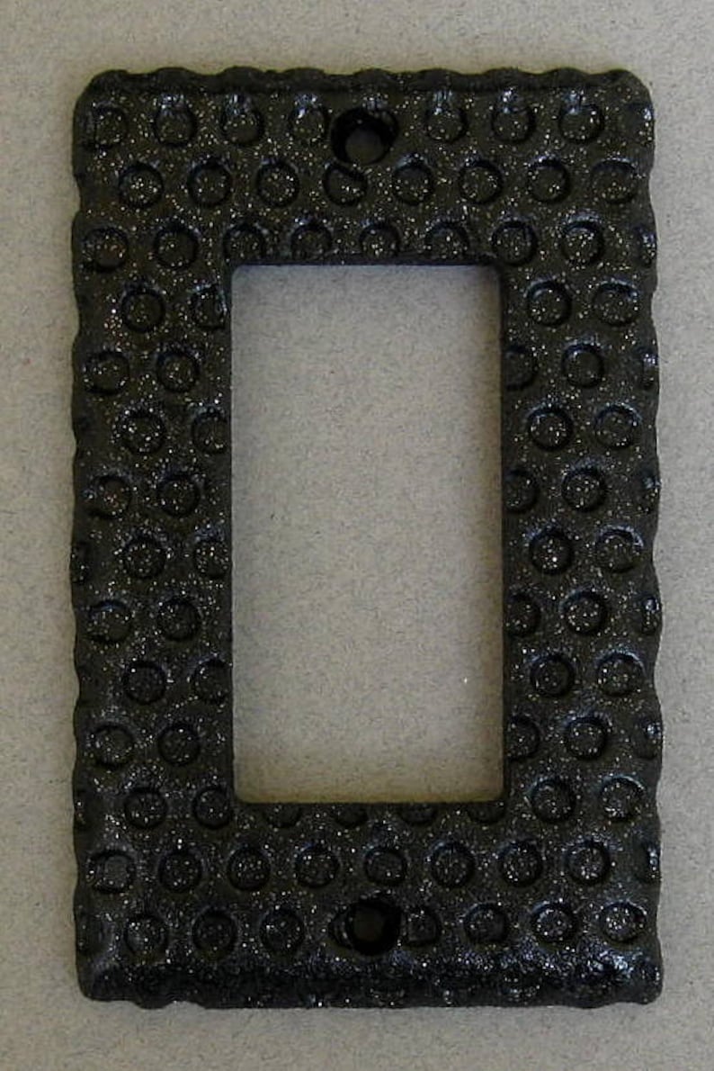 Black Glitter Impressed Dots Single Rocker Switchplate Lightplate