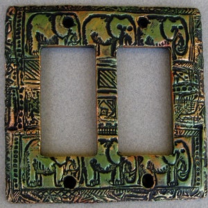 Elephant Wildlife Africa Asia Tribal Animal Safari Double Rocker Switchplate Lightplate Wall Decor