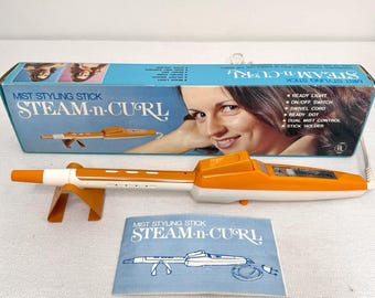 Vintage Steam-n-Curl Mist Styling Stick Original 1970s Box Manual Works