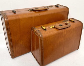Vintage Samsonite Shwayder Bros. 2 Pc Hard Luggage Set 4621 1950s 21" & 15"