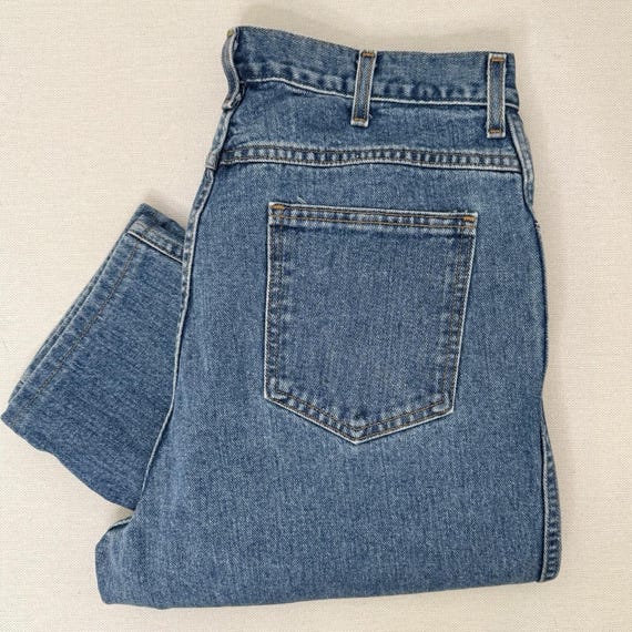 Land's End, Vintage 90s Lands End Jeans Womens 14 TALL Blue High Rise Tapered Mom Casual