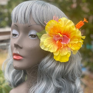 Hula hula-double hibiscus hair flower clip, tiki, tiki pinup, viva Las Vegas, tiki oasis