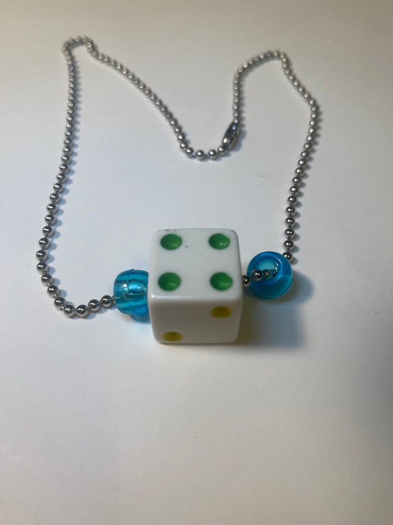 Dice choker-white with multi color dots - image 3