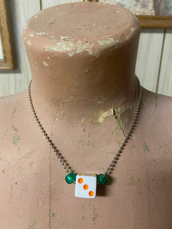 Dice choker-white with multi color dots - image 1