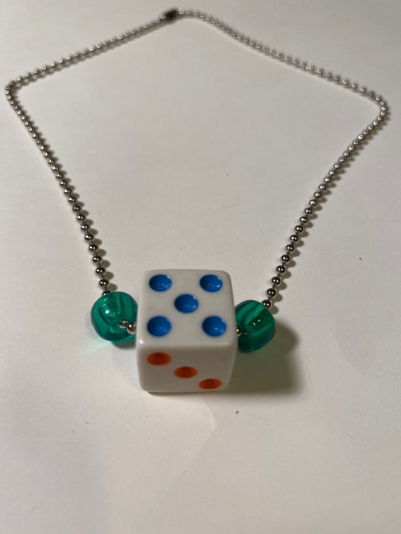Dice choker-white with multi color dots - image 2