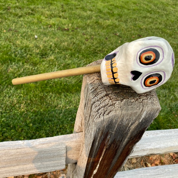 Halloween rattle, dia de Los muertos, maracas, Mardi Gras, spooky season skeleton, skull collectible