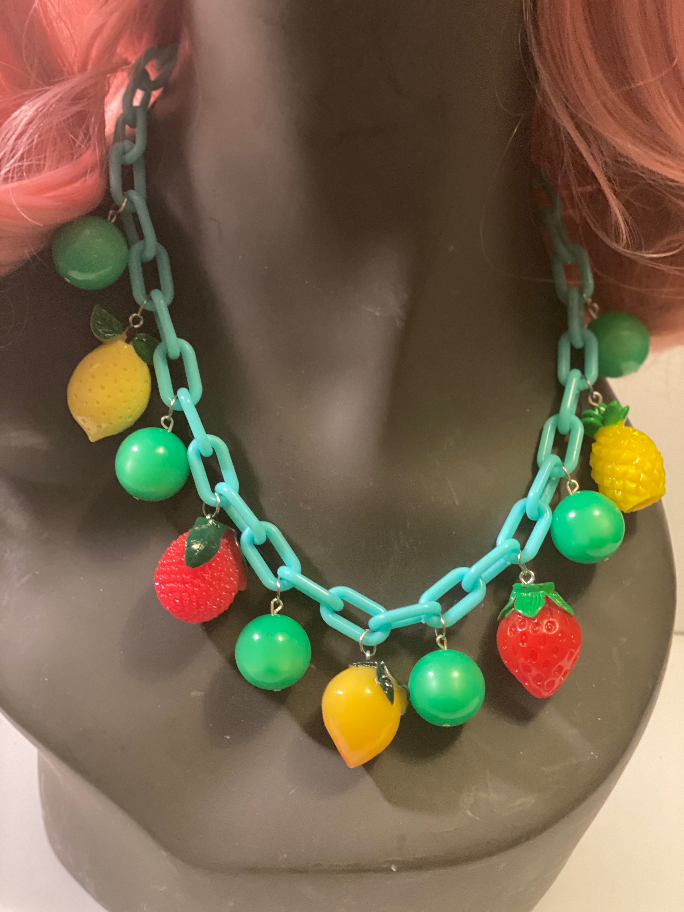 Fruit necklace statement charms vintage style Etsy