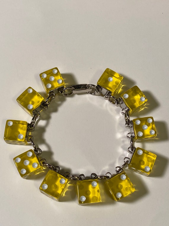Dice bracelets-translucent yellow, lucky jewelry,… - image 2