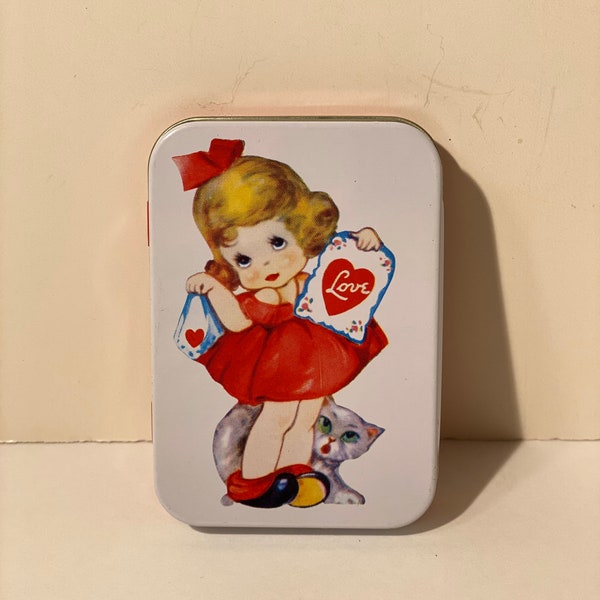 Valentine tins, retro valentines, galentines gift