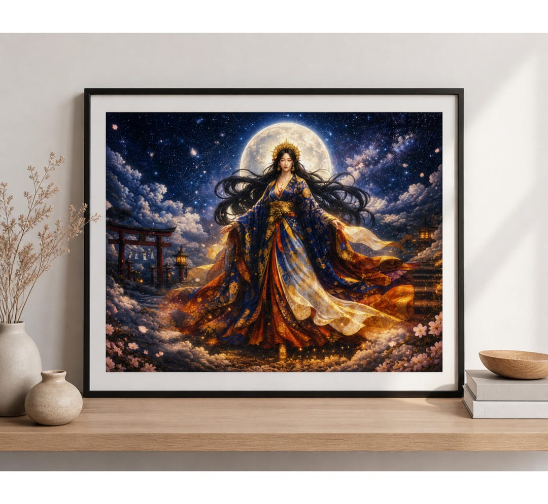 Amaterasu Japanese Goddess Wall Art Shinto Sun Deity Celestial ...