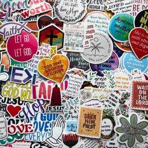 Waterproof Vinyl Stickers Christian Faith Quote Pack Bible Verse Scripture Design Jesus Cross Inspirational Collection For Journal Laptop Water Bottle Decoration Women Teen Gift Bundle Pre Cut Adhesive Religious Message Worship
