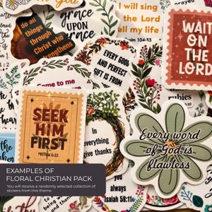 Faith Quote Sticker Pack Christian Bible Verse Bundle Watercolor Floral Heart Design Jesus Cross Inspirational Collection Waterproof Vinyl For Women Teen Journal Laptop Water Bottle Scripture Reference Joshua John Message Worship