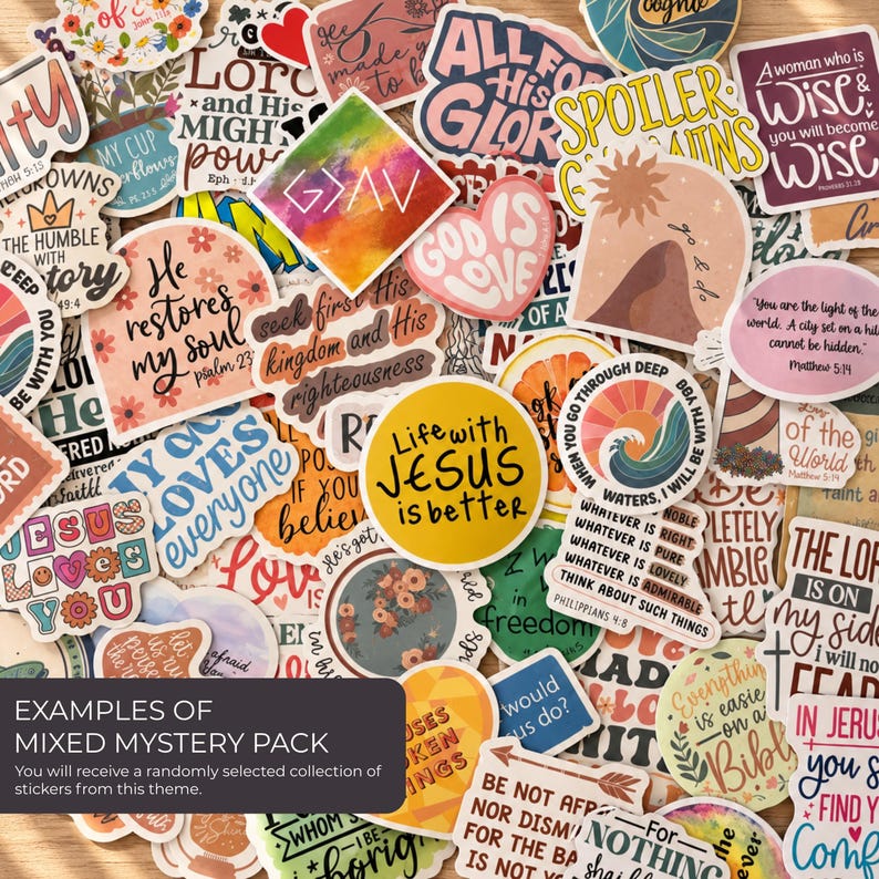Waterproof Vinyl Stickers Christian Faith Quote Pack Bible Verse Scripture Design Jesus Cross Inspirational Collection For Journal Laptop Water Bottle Decoration Women Teen Gift Bundle Pre Cut Adhesive Religious Message Worship