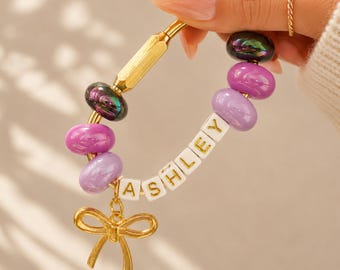 Personalized Name Keychain Bag Charms Teacher Appreciation Gift for Best Friend Matching Jewelry Accessories Women's Bag Charms Custom Name
