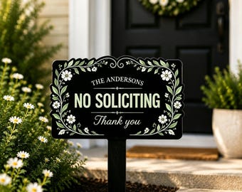 Personalized No Soliciting Sign, Custom Family Name Garden Sign, Front Door Privacy Sign, Farmhouse Outdoor Decor, Housewarming Gift