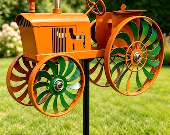 Garden windmill Yard artVintage 3D Tractor Wind Spinner, Metal Garden Decor, Dynamic Yard Art, Farmhouse Outdoor Ornament,