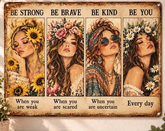 Personalized Best Friend Sign, Sister Gift, Inspirational Women Metal Sign, Boho Wall Decor, Custom Name Friendship Gift for Her