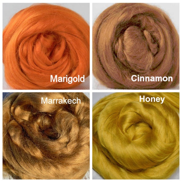 Viscose fiber, roving, top, orange, 2oz, 4oz, fiber for felting spinning, art batts, ready to ship