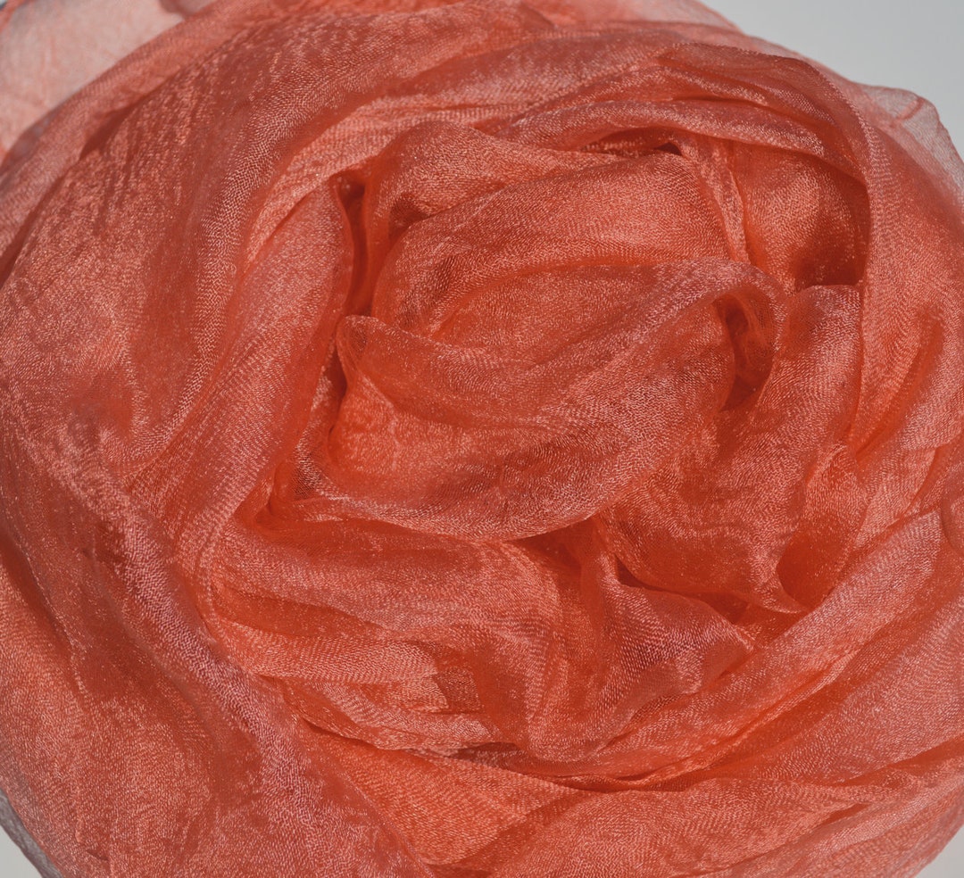 Margilan Silk Gauze Rarefied Orange Hand Dyed Pure Silk 3 Etsy