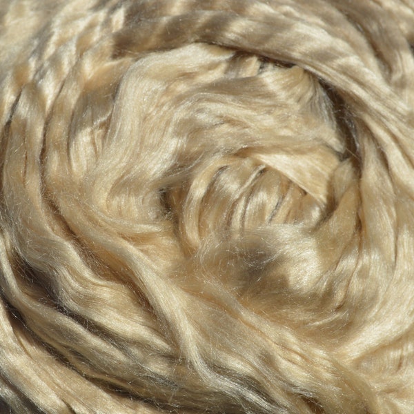 Tussah silk roving, tops, sliver, undyed, unbleached, raw color, silk fiber for spinning, felting 1oz, 2oz.