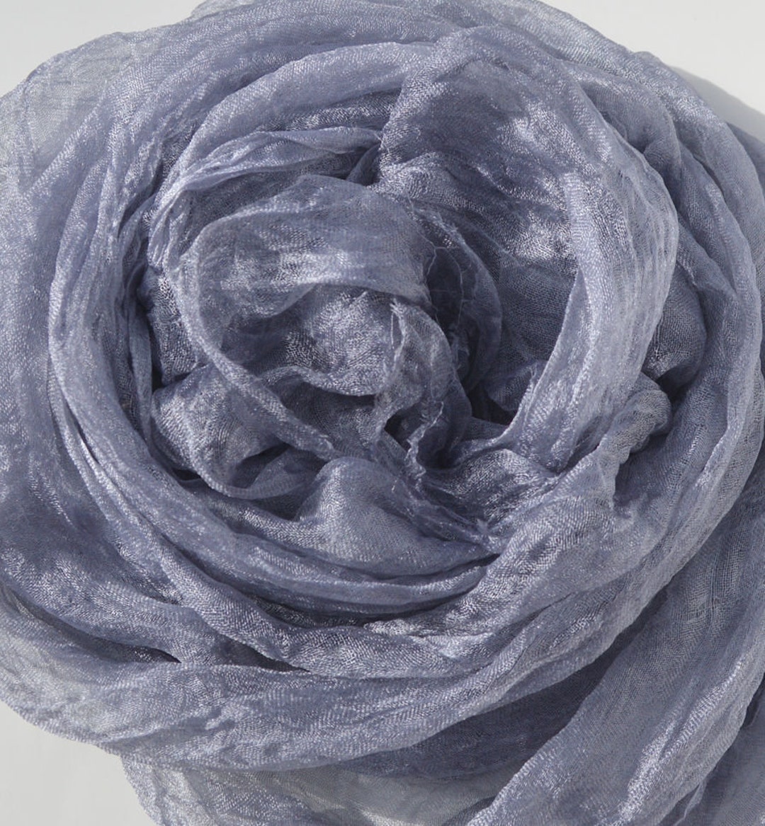 Margilan Silk Gauze, Rarefied, Gray Hand Dyed Uzbek Silk, 3 Yards, Silk