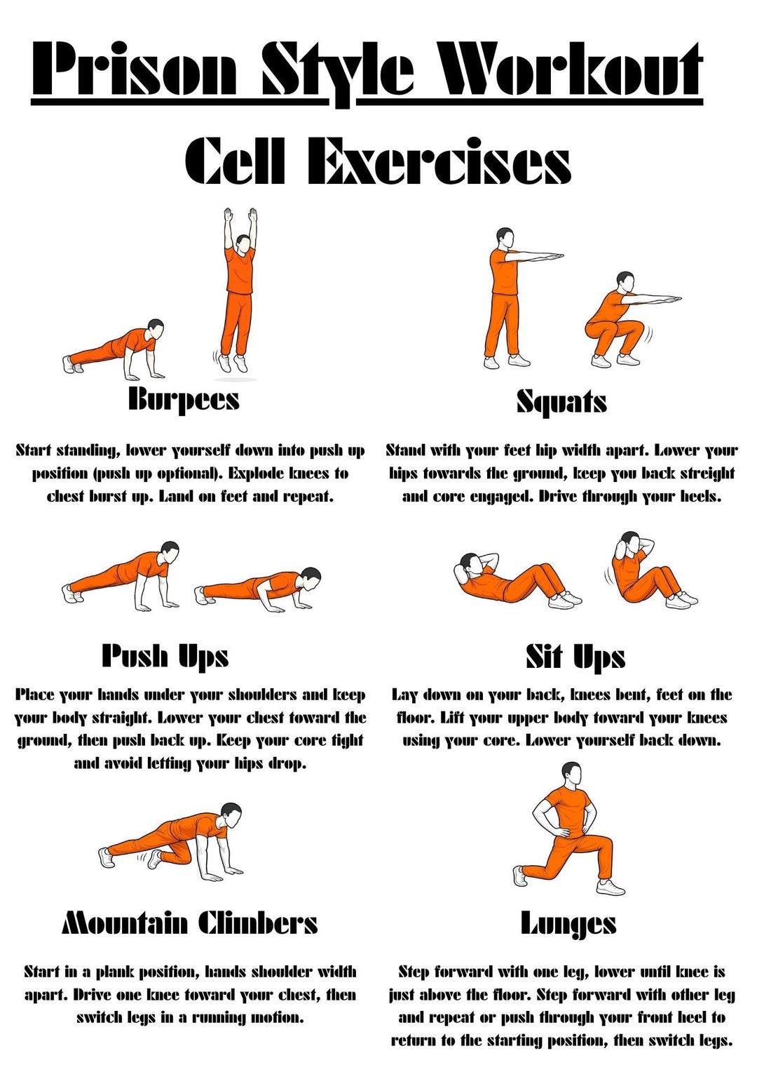 Workout Routine For Inmates Deck of Cards Workout Printable | Prison Style Bodyweight Routine (PDF ...