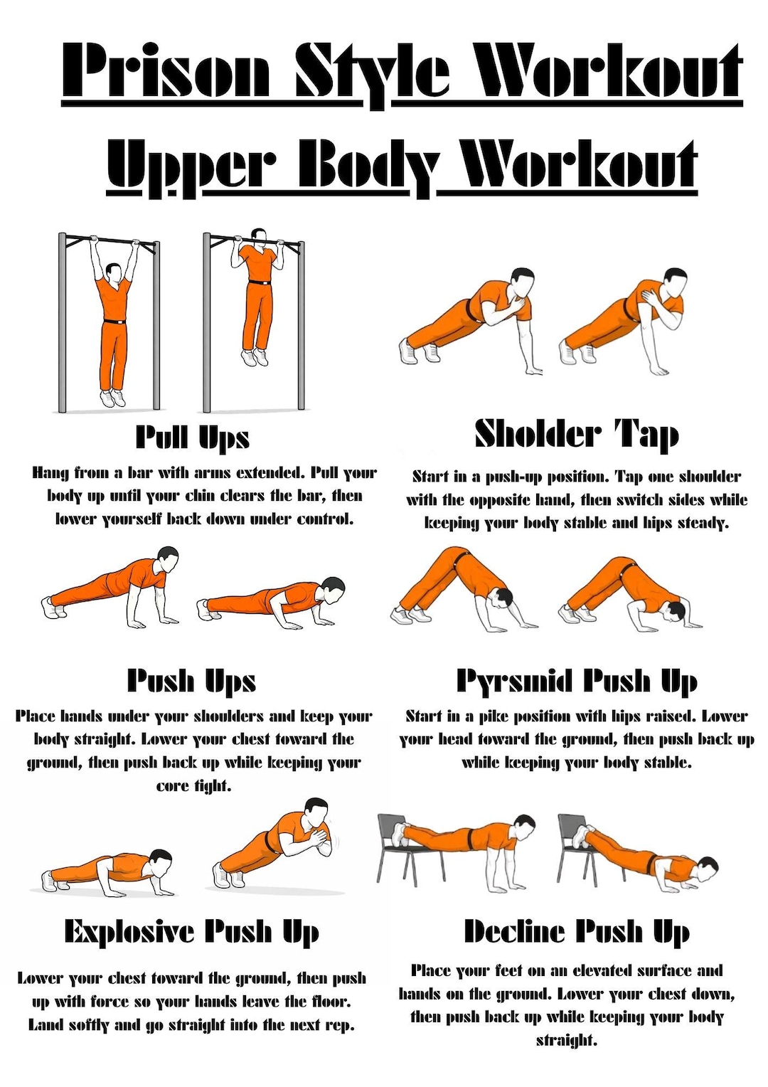 Penitentiary Routine Prison Style Upper Body Workout PDF | Bodyweight Fitness Routine ...