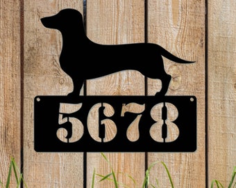 Dachshund Dog Breed Custom Address Street House Number Sign Powder Coated Steel