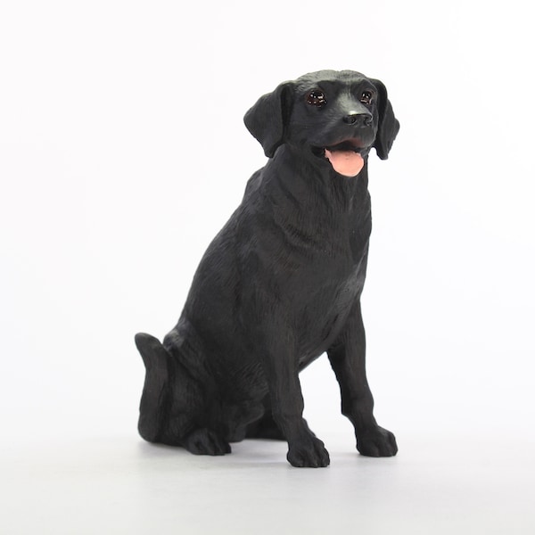 Custom Painted Black Lab Labrador Dog Figurine INCLUDES FREE GIFT Swarovski Crystal Bracelet