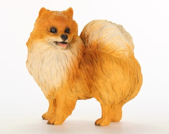 Custom Painted Pomeranian Dog Figurine INCLUDES FREE Dog Lover Necklace Gift with Purchase