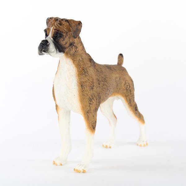 Custom Painted Boxer Dog Figurine - Natural Ears - INCLUDES FREE Dog Lover Gift with Purchase