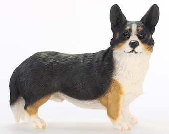 Custom Painted Corgi Figurine – Cardigan Welsh Corgi with Tail