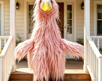 Pink Porch Goose Outfit, Fluffy Goose Costume for 23 Inch Goose Statue, Cute Front Door Decor,Farmhouse Porch Decoration,Spring Gift for Her