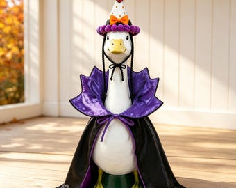 23 Inch Porch Goose Halloween Costume with Handmade Crochet Hat, Cute Fall Outdoor Decor, Goose Outfit, Unique Front Door Decoration