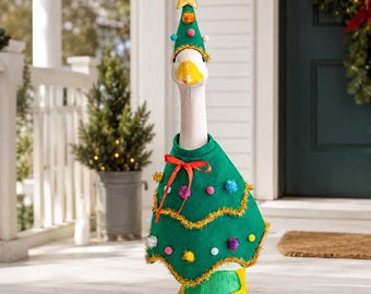 Christmas Porch Goose Outfit Christmas Tree GooseCostume Holiday Garden Decor Front Door Decoration Farmhouse Christmas Gift for GooseLovers