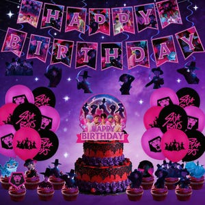 K-Pop The W*tch H*nter Boys Band Birthday Party Supplies Set - 10 Guests, Tablecloth, Backdrop, Balloons, Tableware, Decorations