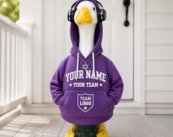 Personalized Goose Hoodie,Custom Lawn Goose Outfit, 23 Inch Porch Goose Clothes, Team Spirit Style Goose Decor, Unique Gift for Goose Lovers