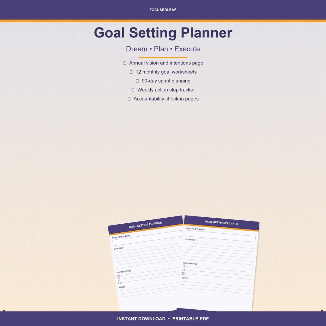 Goal Setting Planner Printable | Goal Tracker PDF | Personal ...