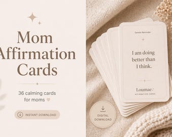 Ensemble complet d'affirmations de maman (36) cartes Parentalité douce, soins personnels, état d'esprit calme (téléchargement numérique)
