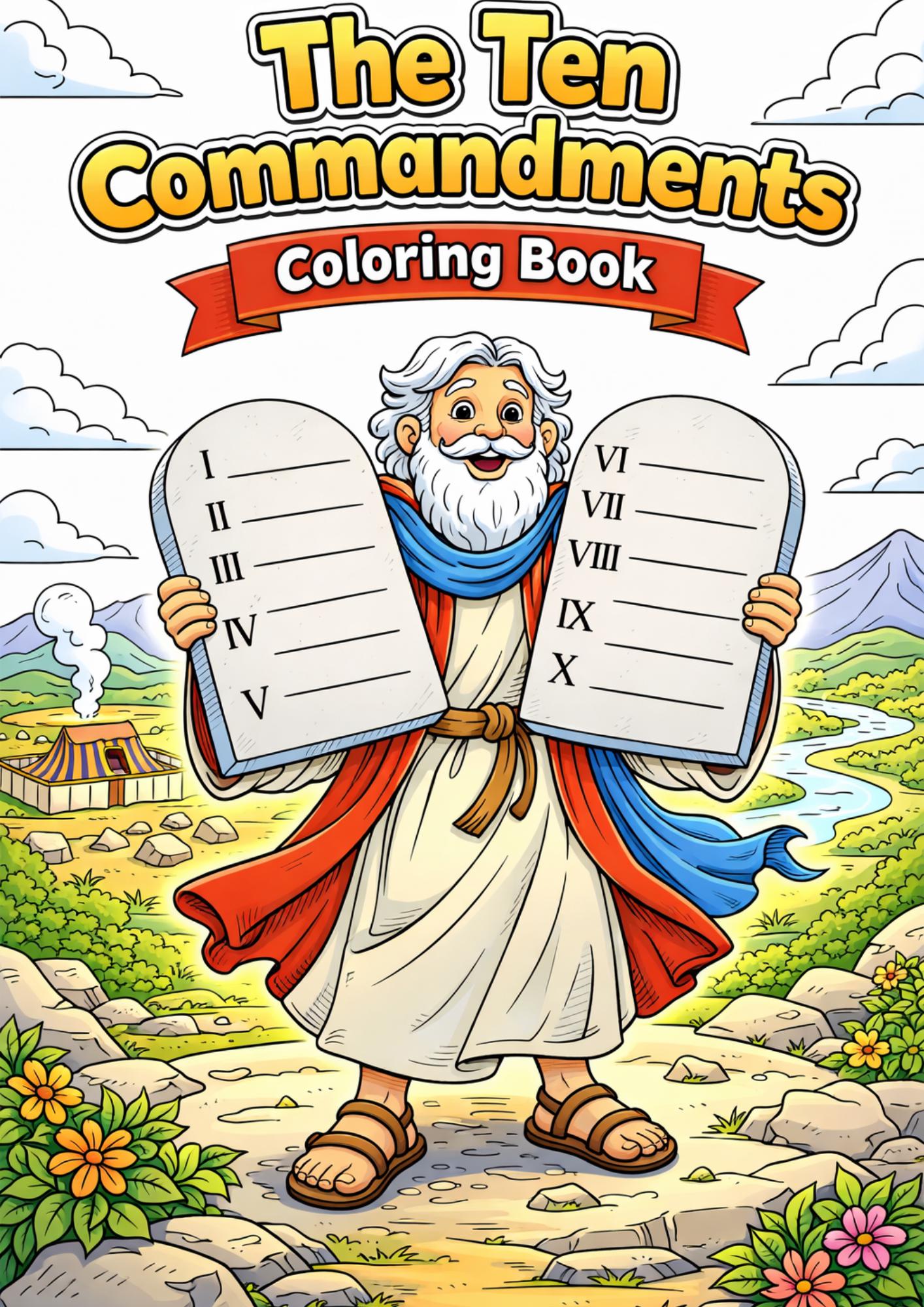 Ten Commandments Coloring Book Printable for Kids, Christian Bible ...