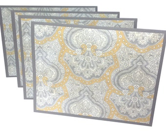 classy set of blank note cards, handmade stationery, damask print, blank thank you notes, personal stationary