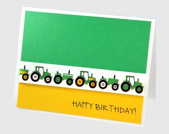 Boy birthday card, tractor birthday card, green and yellow tractor birthday card for little boy